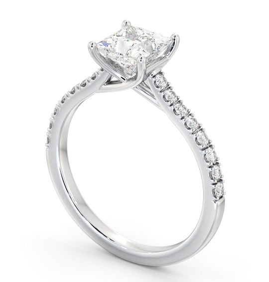  Princess Diamond Engagement Ring 9K White Gold Solitaire With Side Stones - Carley ENPR70S_WG_THUMB1 