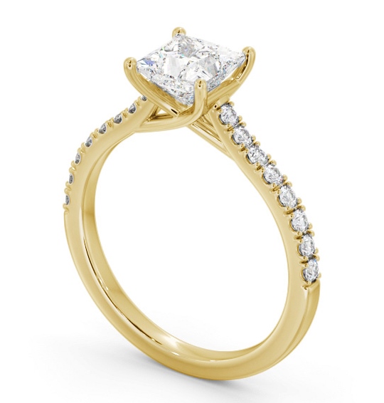 Princess Diamond Engagement Ring 18K Yellow Gold Solitaire With Side Stones - Carley ENPR70S_YG_THUMB1