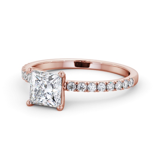  Princess Diamond Engagement Ring 18K Rose Gold Solitaire With Side Stones - Courtney ENPR72S_RG_THUMB2 