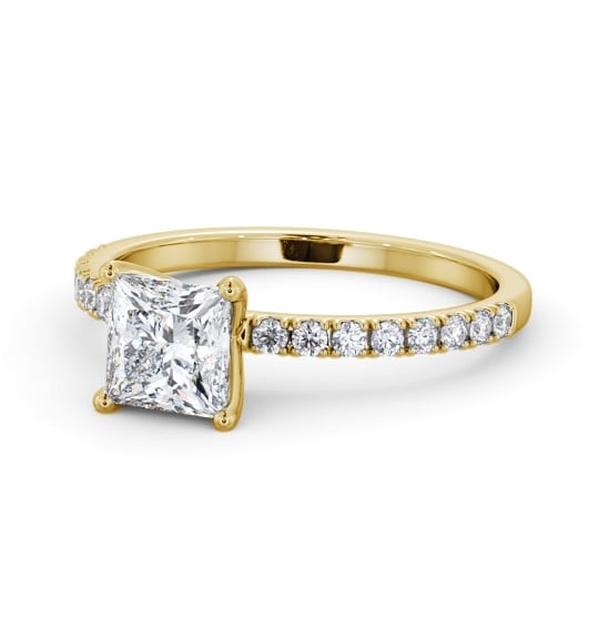  Princess Diamond Engagement Ring 9K Yellow Gold Solitaire With Side Stones - Courtney ENPR72S_YG_THUMB2 