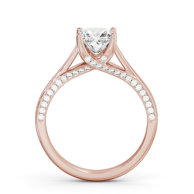 Princess Diamond Engagement Ring 9K Rose Gold Solitaire With Side Stones - Apthorpe ENPR73_RG_UP