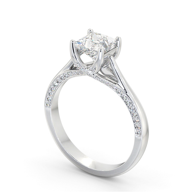 Princess Diamond Engagement Ring 9K White Gold Solitaire With Side Stones - Apthorpe ENPR73_WG_SIDE