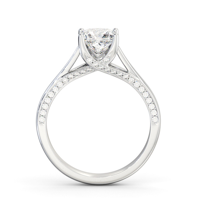 Princess Diamond Engagement Ring 18K White Gold Solitaire With Side Stones - Apthorpe ENPR73_WG_UP