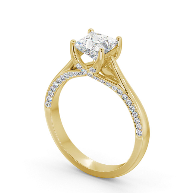 Princess Diamond Engagement Ring 9K Yellow Gold Solitaire With Side Stones - Apthorpe ENPR73_YG_SIDE