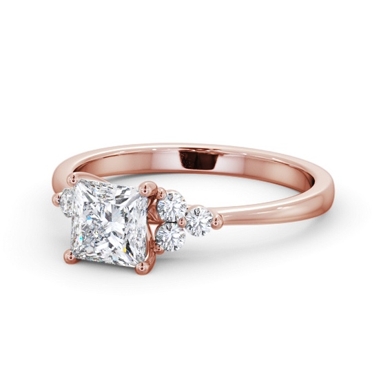  Princess Diamond Engagement Ring 9K Rose Gold Solitaire With Side Stones - Caris ENPR73S_RG_THUMB2 