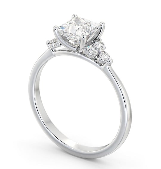  Princess Diamond Engagement Ring 9K White Gold Solitaire With Side Stones - Caris ENPR73S_WG_THUMB1 