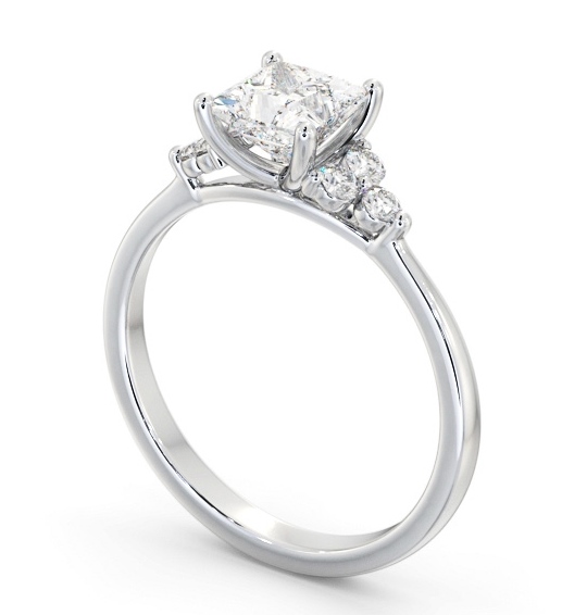 Princess Diamond Engagement Ring Palladium Solitaire with Three Round Diamonds On Each Side ENPR73S_WG_THUMB1