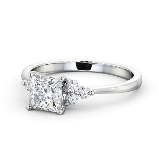  Princess Diamond Engagement Ring 18K White Gold Solitaire With Side Stones - Caris ENPR73S_WG_THUMB2 