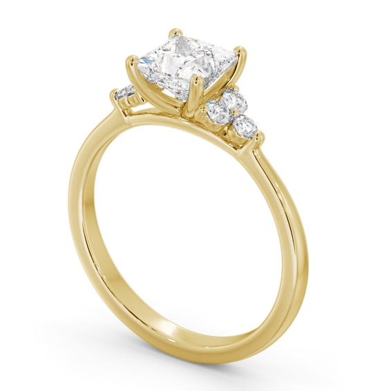  Princess Diamond Engagement Ring 18K Yellow Gold Solitaire With Side Stones - Caris ENPR73S_YG_THUMB1 
