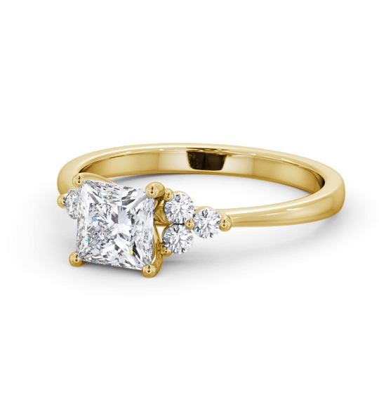  Princess Diamond Engagement Ring 9K Yellow Gold Solitaire With Side Stones - Caris ENPR73S_YG_THUMB2 