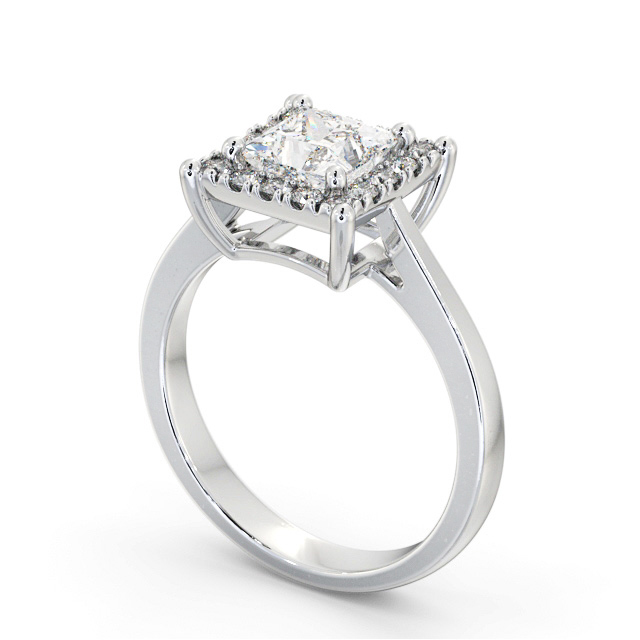 Halo Princess Diamond Engagement Ring 18K White Gold - Leonore ENPR74_WG_SIDE