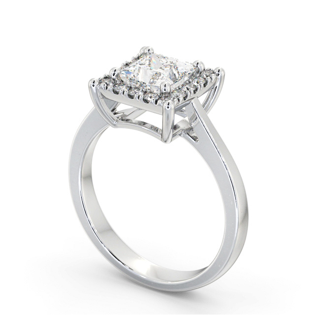 Halo Princess Diamond Engagement Ring Platinum - Leonore ENPR74_WG_SIDE