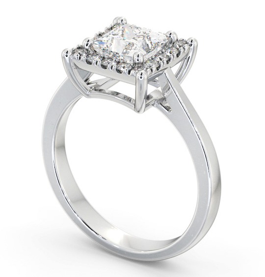  Halo Princess Diamond Engagement Ring Platinum - Leonore ENPR74_WG_THUMB1 