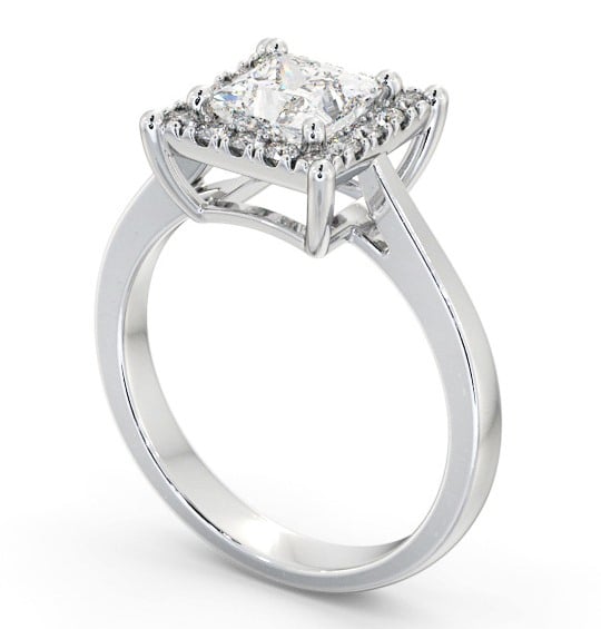 Halo Princess Diamond Cluster Engagement Ring 18K White Gold ENPR74_WG_THUMB1