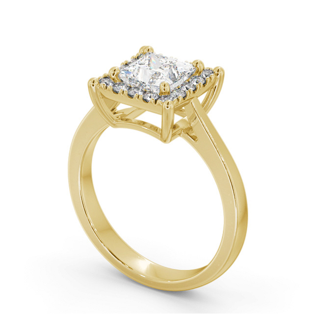 Halo Princess Diamond Engagement Ring 18K Yellow Gold - Leonore ENPR74_YG_SIDE