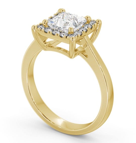 Halo Princess Diamond Cluster Engagement Ring 18K Yellow Gold ENPR74_YG_THUMB1