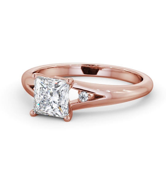 Princess Diamond Engagement Ring 18K Rose Gold Solitaire With Side Stones - Pemberton ENPR74S_RG_THUMB2 