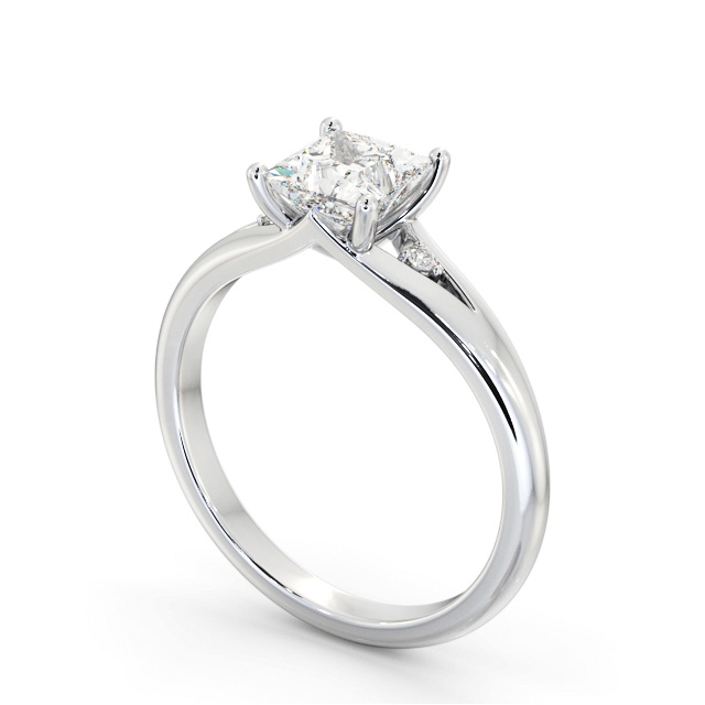 Princess Diamond Engagement Ring 9K White Gold Solitaire With Side Stones - Pemberton ENPR74S_WG_SIDE