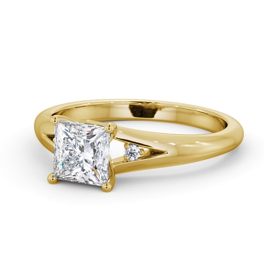  Princess Diamond Engagement Ring 9K Yellow Gold Solitaire With Side Stones - Pemberton ENPR74S_YG_THUMB2 