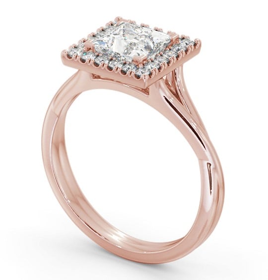 Halo Princess Diamond Crossover Band Engagement Ring 9K Rose Gold ENPR75_RG_THUMB1 