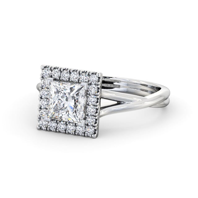 Halo Princess Diamond Engagement Ring 9K White Gold - Tactine ENPR75_WG_FLAT