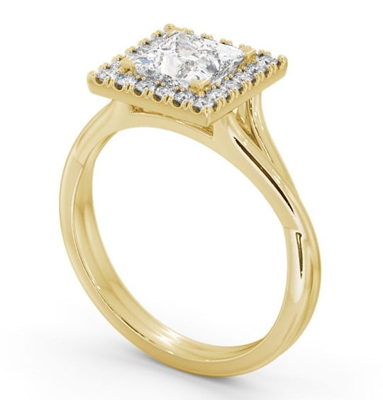Halo Princess Diamond Crossover Band Engagement Ring 9K Yellow Gold ENPR75_YG_THUMB1 