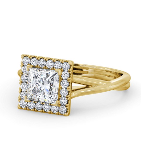 Halo Princess Diamond Crossover Band Engagement Ring 9K Yellow Gold ENPR75_YG_THUMB2 