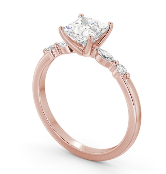  Princess Diamond Engagement Ring 9K Rose Gold Solitaire With Side Stones - Albie ENPR75S_RG_THUMB1 