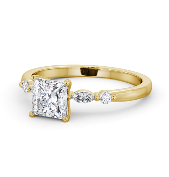 Princess Diamond Engagement Ring 9K Yellow Gold Solitaire With Side Stones - Albie ENPR75S_YG_THUMB2 