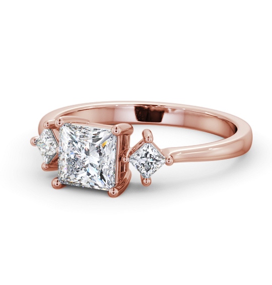  Princess Diamond Engagement Ring 9K Rose Gold Solitaire With Side Stones - Adelaide ENPR76S_RG_THUMB2 