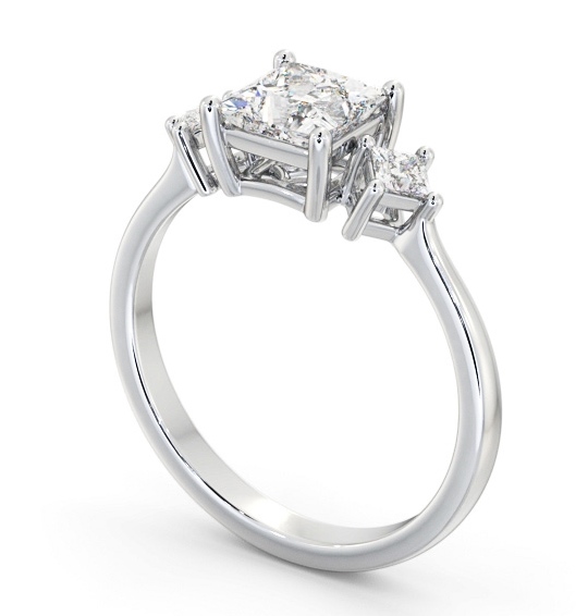 Princess Diamond Engagement Ring 9K White Gold Solitaire with A Smaller Diamond On Each Side ENPR76S_WG_THUMB1