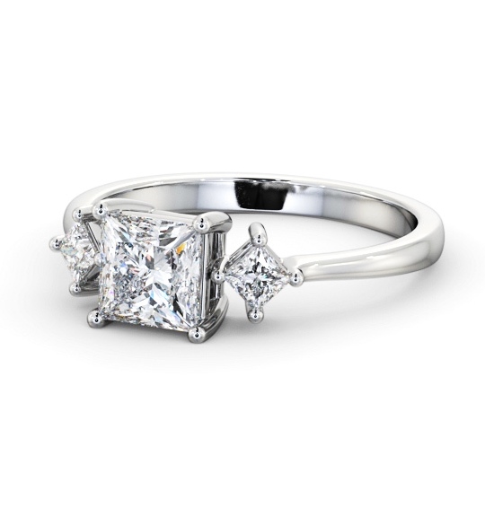  Princess Diamond Engagement Ring 18K White Gold Solitaire With Side Stones - Adelaide ENPR76S_WG_THUMB2 