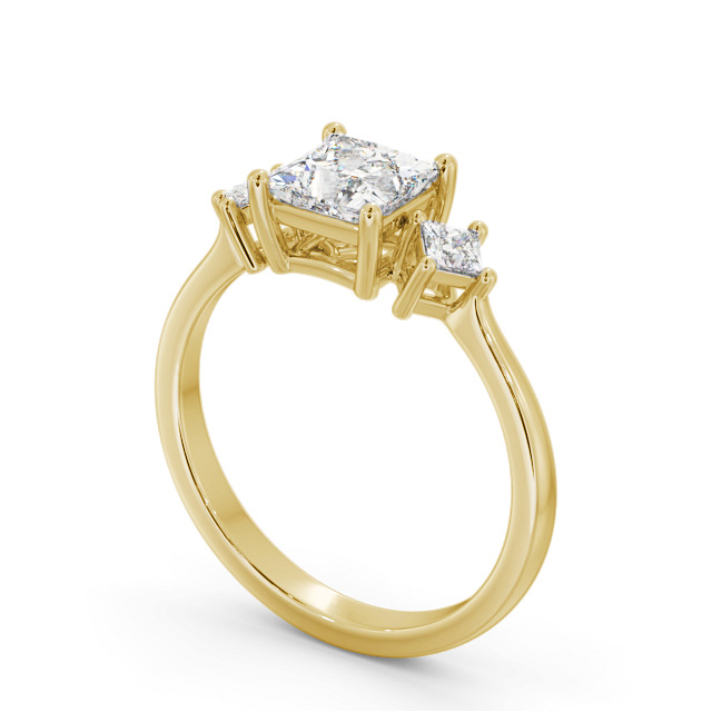 Princess Diamond Engagement Ring 18K Yellow Gold Solitaire With Side Stones - Adelaide ENPR76S_YG_SIDE