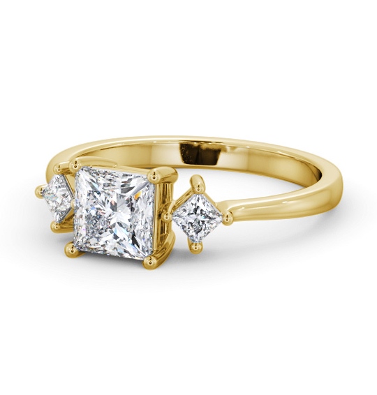  Princess Diamond Engagement Ring 9K Yellow Gold Solitaire With Side Stones - Adelaide ENPR76S_YG_THUMB2 