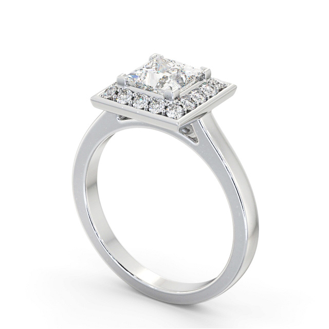 Halo Princess Diamond Engagement Ring 9K White Gold - Zuline ENPR77_WG_SIDE