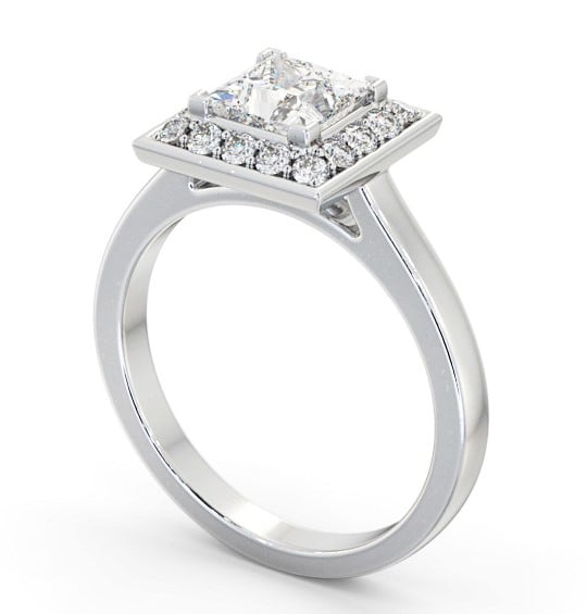  Halo Princess Diamond Engagement Ring 9K White Gold - Zuline ENPR77_WG_THUMB1 