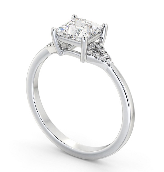 Princess Diamond Engagement Ring Palladium Solitaire with a V Pattern Of Side Stones ENPR77S_WG_THUMB1