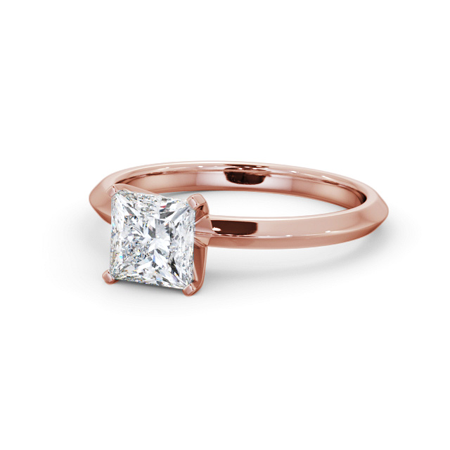 Princess Diamond Engagement Ring 9K Rose Gold Solitaire - Nimra ENPR78_RG_FLAT