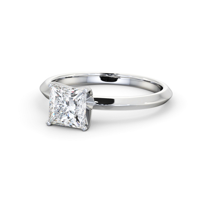 Princess Diamond Engagement Ring 18K White Gold Solitaire - Nimra ENPR78_WG_FLAT