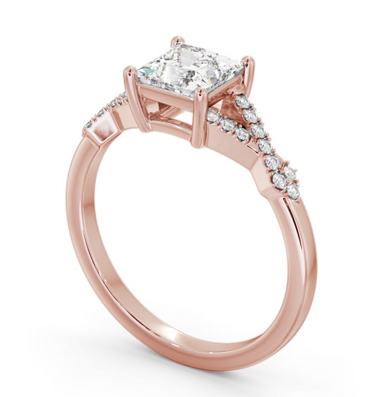 Princess Diamond Contemporary Style Engagement Ring 18K Rose Gold Solitaire with Channel Set Side Stones ENPR78S_RG_THUMB1