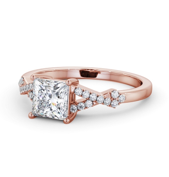  Princess Diamond Engagement Ring 18K Rose Gold Solitaire With Side Stones - Adaline ENPR78S_RG_THUMB2 