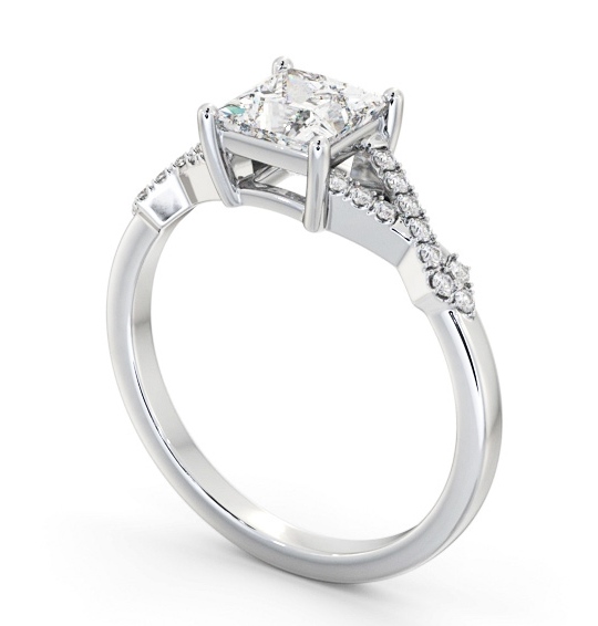  Princess Diamond Engagement Ring Platinum Solitaire With Side Stones - Adaline ENPR78S_WG_THUMB1 