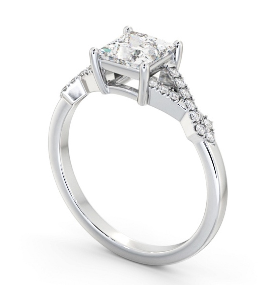 Princess Diamond Contemporary Style Engagement Ring Platinum Solitaire with Channel Set Side Stones ENPR78S_WG_THUMB1