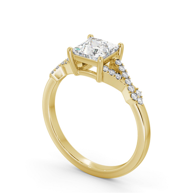Princess Diamond Engagement Ring 18K Yellow Gold Solitaire With Side Stones - Adaline ENPR78S_YG_SIDE