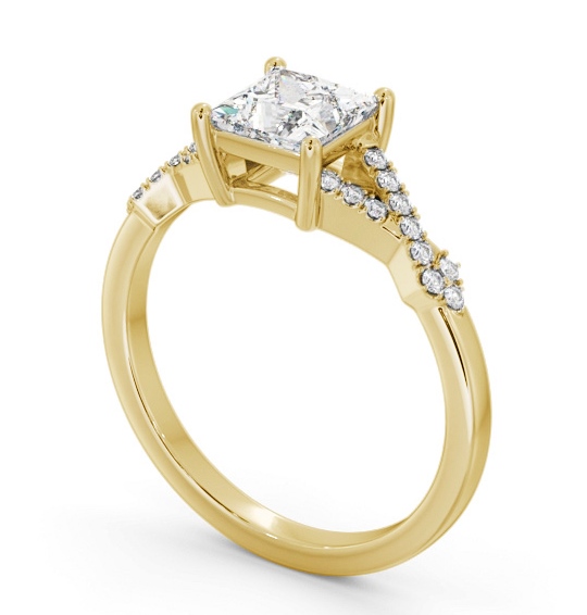 Princess Diamond Contemporary Style Engagement Ring 9K Yellow Gold Solitaire with Channel Set Side Stones ENPR78S_YG_THUMB1