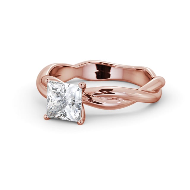 Princess Diamond Engagement Ring 9K Rose Gold Solitaire - Albertina ENPR79_RG_FLAT