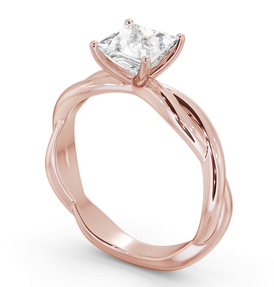 Princess Diamond Cross Over Band Engagement Ring 18K Rose Gold Solitaire ENPR79_RG_THUMB1 