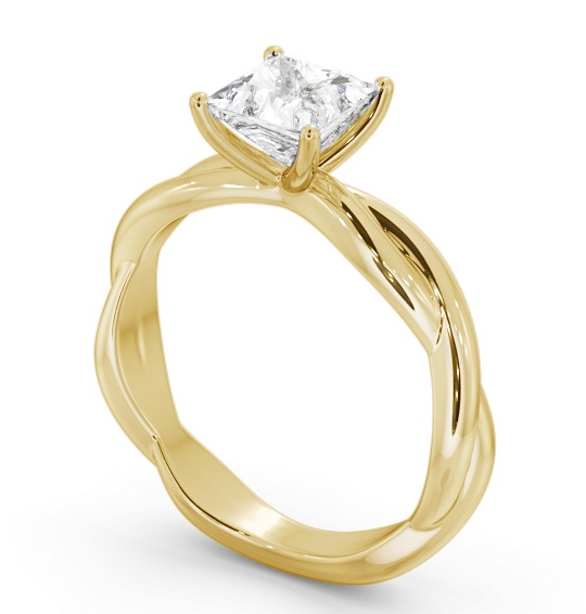 Princess Diamond Cross Over Band Engagement Ring 18K Yellow Gold Solitaire ENPR79_YG_THUMB1