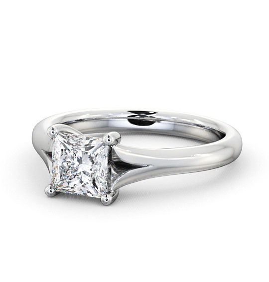 Princess Diamond Low Set Engagement Ring 18K White Gold Solitaire ENPR7_WG_THUMB2 
