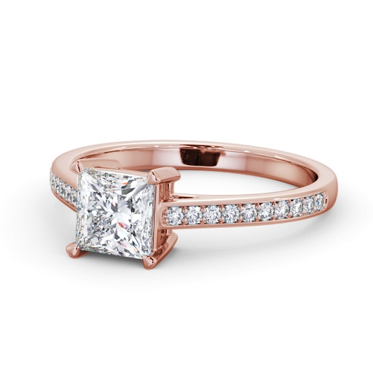  Princess Diamond Engagement Ring 9K Rose Gold Solitaire With Side Stones - Keller ENPR80S_RG_THUMB2 